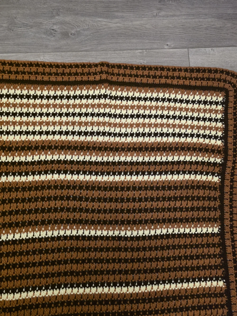 Vintage 1970s Style Handmade Crochet Afghan Blanket Size 56x54